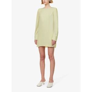 Maria McManus Size 2 Gathered Shoulder Mini Dress Lemon Ice Long Sleeve NWT $990